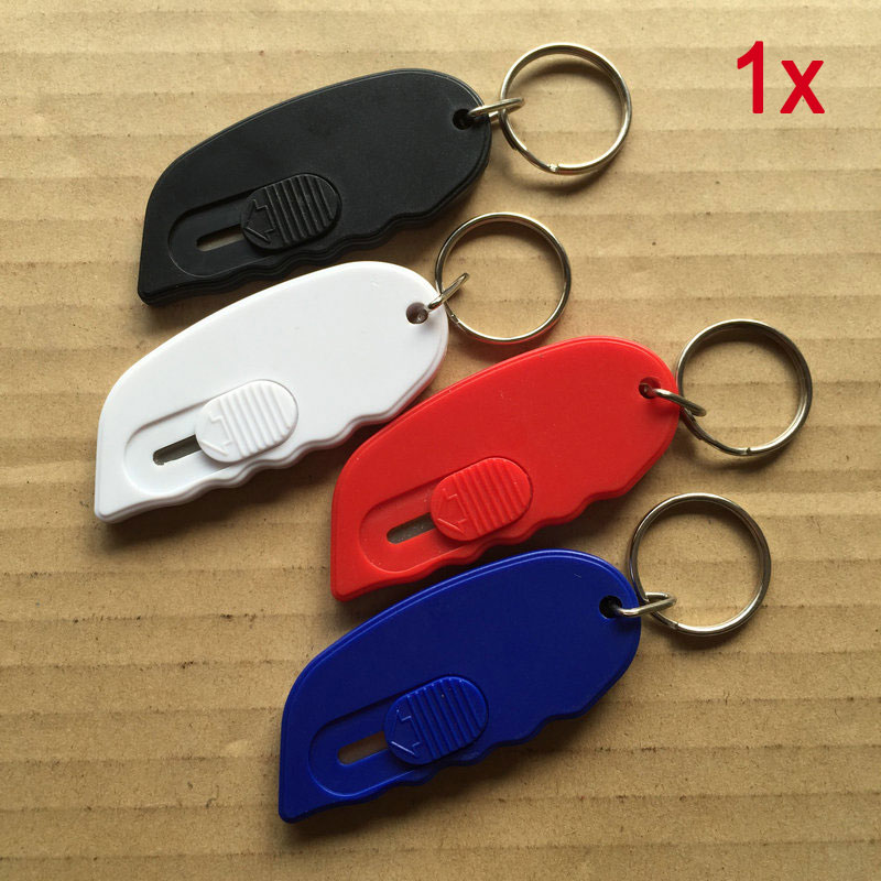Mini Plastic Box Cutter Handed Keychain Box Opener Safe Package Opener Utility Knife Portable, Size: 7.0x3.0x0.7cm, Random